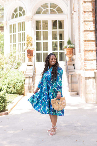 bay blue dress Byron Bay Dress / Electric Blue Fern Electric Blue Fern / L