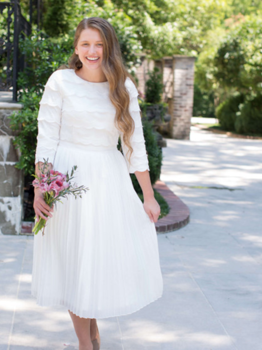 white dress with pleats Petals & Pleats Dress (2 Colors) – daintyjewellsfoundation